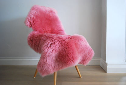 Picture of 100% Genuine Sheepskin Rug Lambskin Rug Wool Pink Fluffy