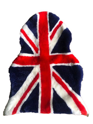 Picture of Genuine Sheepskin Rug Lambskin Rug Red Blue Union Jack Britain UK Flag Design