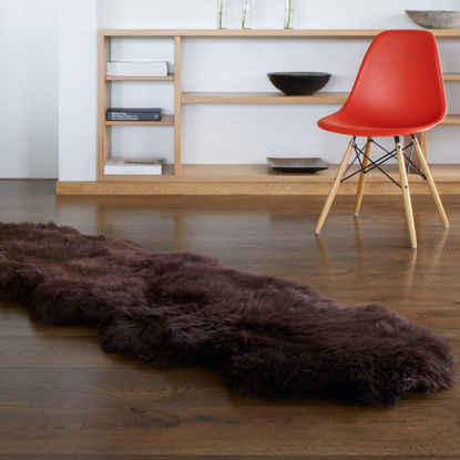 Picture of 100% Genuine Sheepskin Rug Lambskin Rug Wool Double L Brown