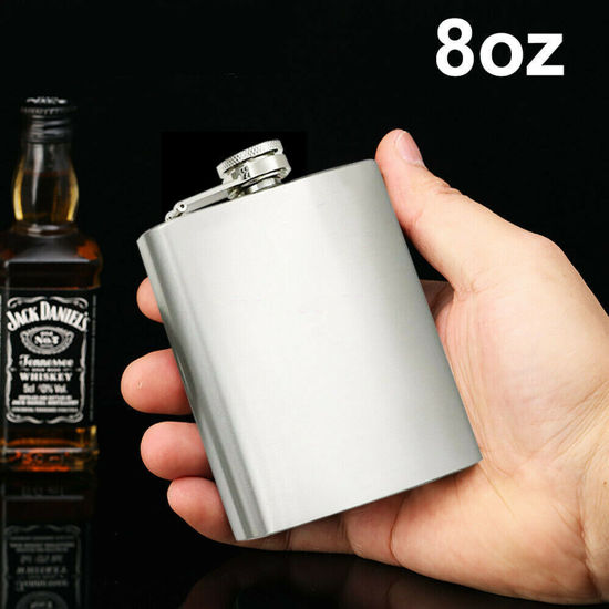 8oz Stainless Steel Hip Liquor Whiskey Alcohol Flask Cap Pocket Wine Bottle 