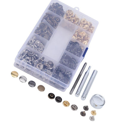Picture of Metal Snap Fasteners Kit 40 Set snap Fasteners Press Studs Buttons Tool  Craft Leather