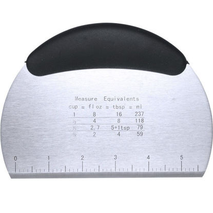 Picture of Stainless Steel Dough Pastry Bread Pizza Scraper Cutter Chopper with Rubber Non-Slip Grip Black