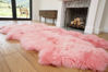 Picture of Pink Sheepskin Rug Long Wool Fluffy Genuine Skin Rug 4 panel