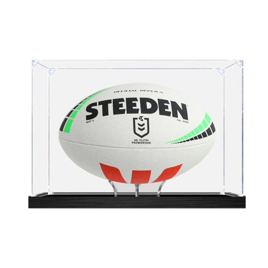 Picture of Acrylic Display Case for NRL Rugby Ball Memorabilia with Holder Dust Proof Glue Free BALL not included