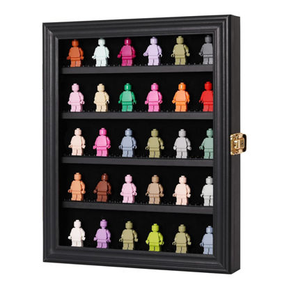 Picture of Small Minifigure Display Case Minifigure Wall Cabinet Showcase for Small Miniature Collectibles Mini Brands, with Acrylic Door Lockable