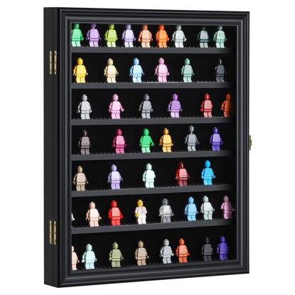 Picture of LARGE Minifigure Display Case Minifigure Wall Cabinet Showcase for Small Miniature Collectibles Mini Brands, with Acrylic Door Lockable