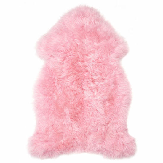 Picture of Pink Sheepskin Rug – Soft Fluffy Lambskin Mat Genuine with repaired patches