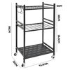 Picture of 35-Slot Garden Tool Organizer Rack with Wheels & Hooks Heavy Duty Metal Storage Holder for Shovels Rakes Brooms Garage Shed Backyard