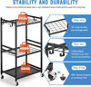 Picture of 35-Slot Garden Tool Organizer Rack with Wheels & Hooks Heavy Duty Metal Storage Holder for Shovels Rakes Brooms Garage Shed Backyard