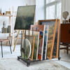 Picture of Rolling Art Storage Rack with Wheels Metal Canvas Storage Organizer for Paintings Frames Boards Artwork Studio Gallery Black
