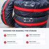 Picture of 4PCS Tyre Storage Bags with Carry Handles, Seasonal Wheel Covers, Waterproof Dustproof Spare Tyre Totes for Car SUV Camper, Black/Red, Fits Small Tyre Sizes