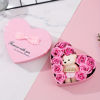 Picture of Romantic Artificial Roses Flower Gift Box with Cute Teddy Bear Heart-Shaped Red/Pink Birthday Gift