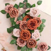 Picture of Artificial Flowers 25pcs Real Looking Burgundy Ombre Colors Foam Fake Roses with Stems for DIY Wedding Bouquets Bridal Shower Centerpieces Floral Arrangements Party Tables Home Decorations