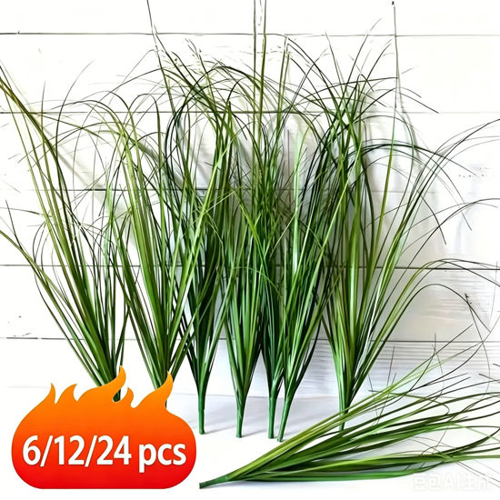 Picture of Artificial Grass Plant Faux Onion Grass Shrubs Wheat Grass Greenery Stems for Home Decor, Fake Tall Grass Plant for Outdoor Indoor Decor